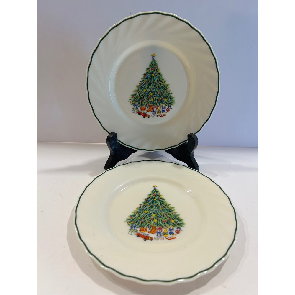 Set of 2 Noel Porcelle The House of Salem Christmas Tree Salad Dessert Plates